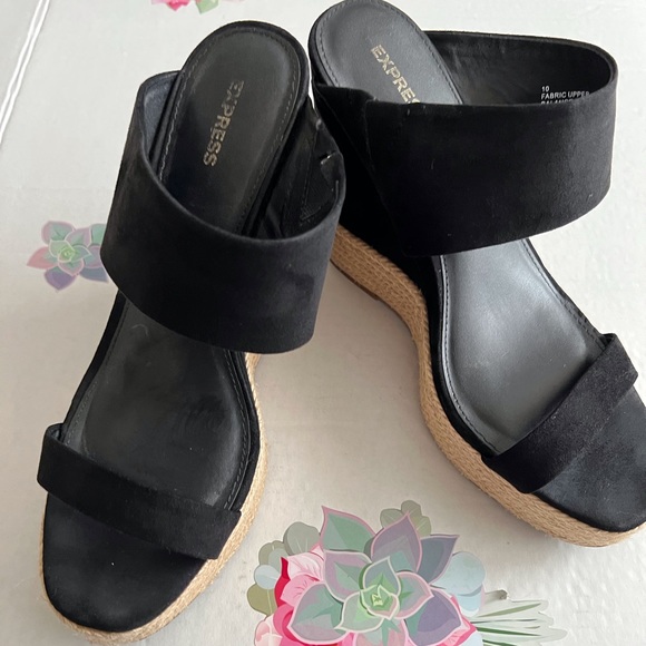 Express Black Wedge Espadrilles - Picture 2 of 8